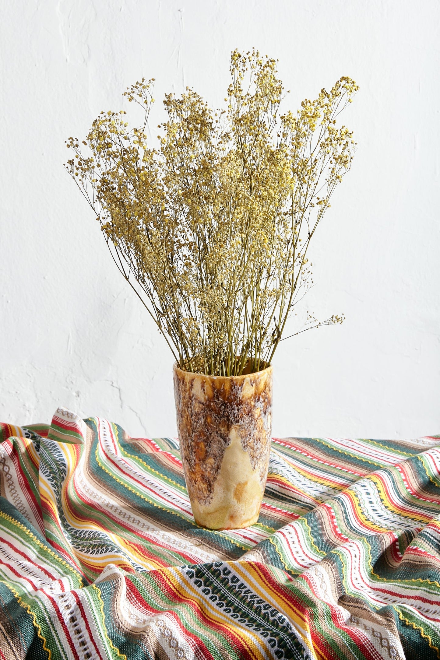 Vase émaillé beige et marron