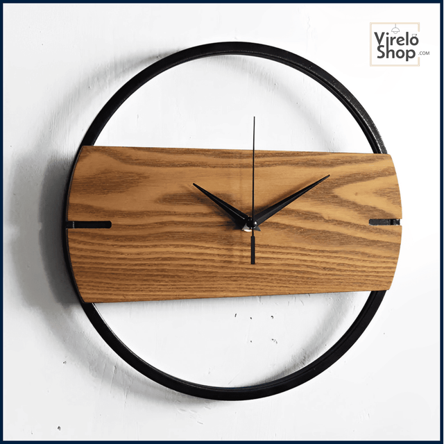 Horloge murale en bois et métal - LEO