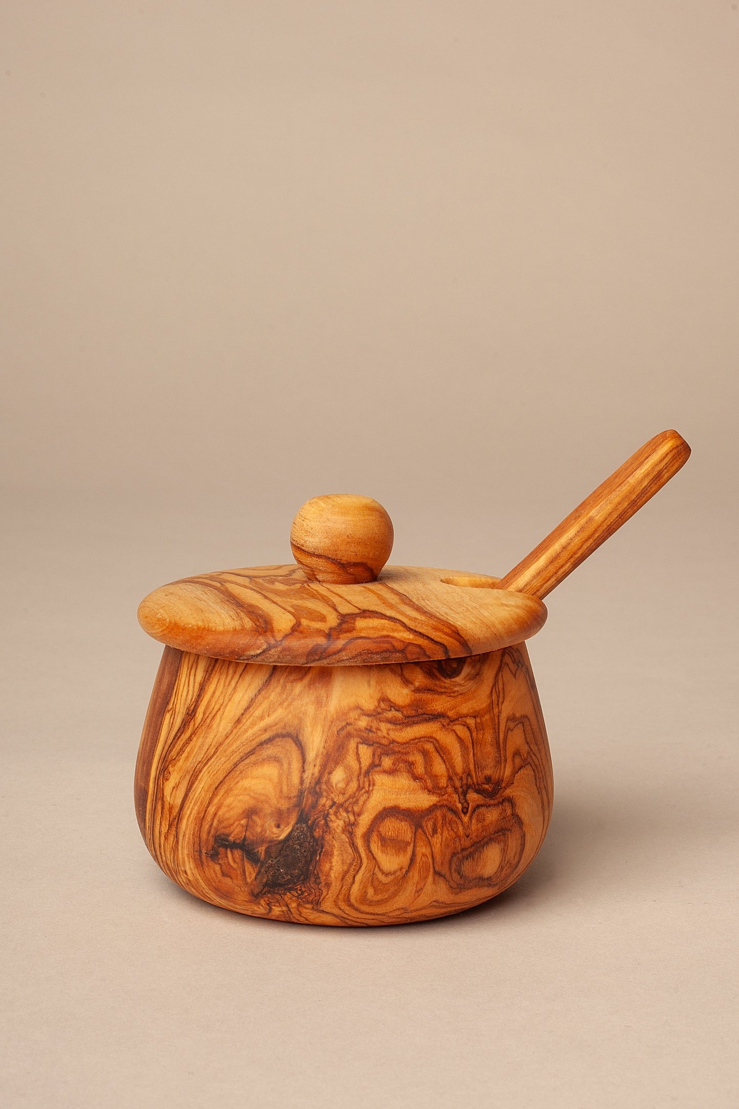 Zuckerdose mit Deckel und Olivenholzlöffel