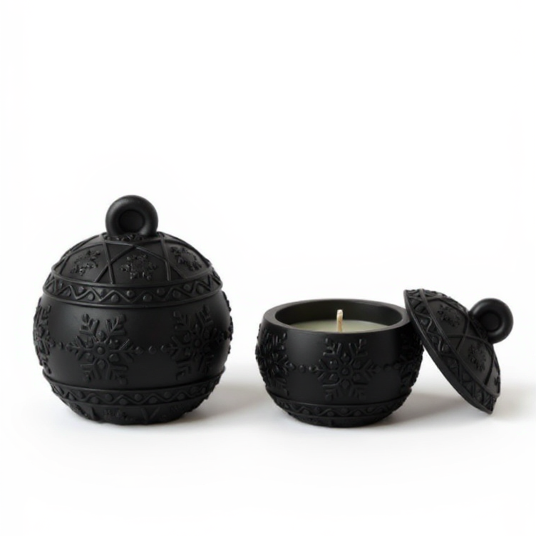 Bola de Navidad Cerámica Negra - Regalo Premium Navideño
