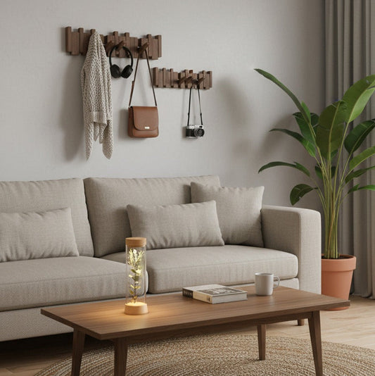 Perchero pared madera natural - ROMA