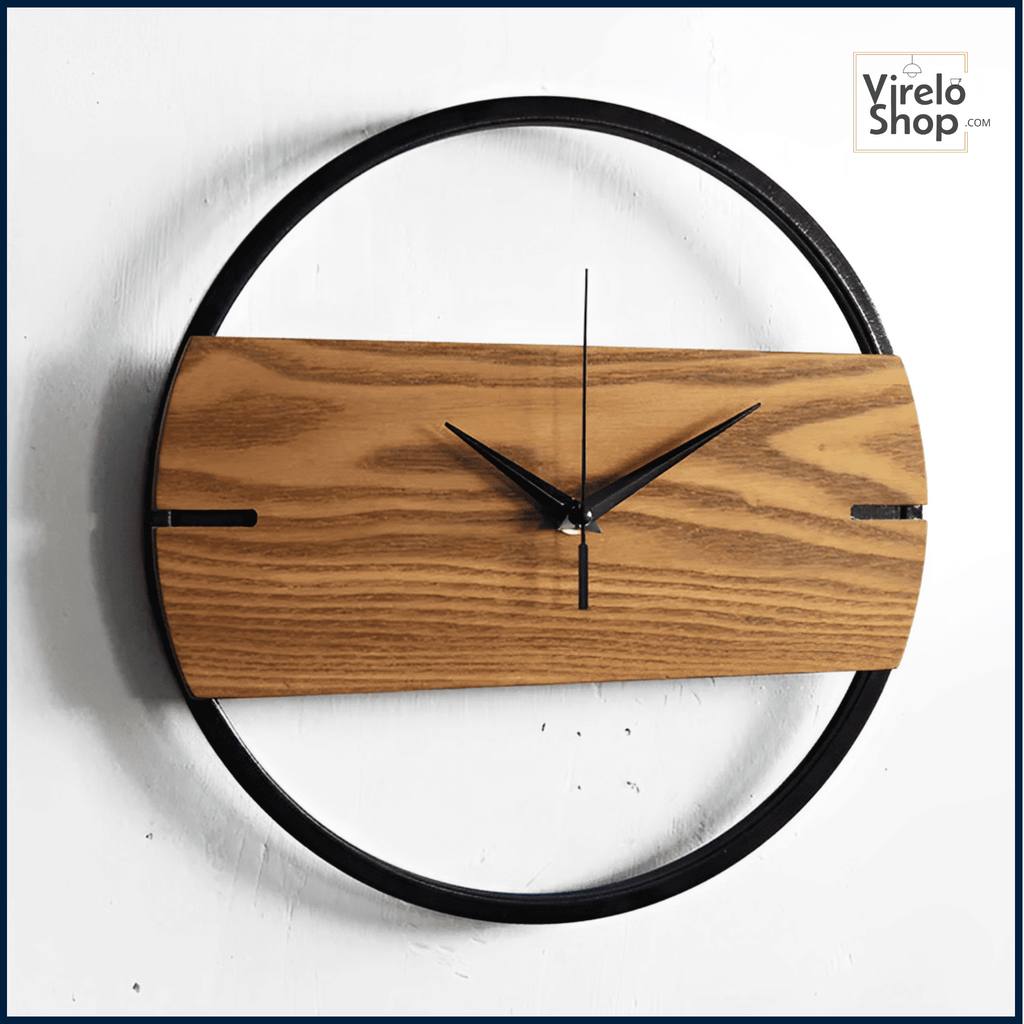 Horloge murale en bois et métal - LEO