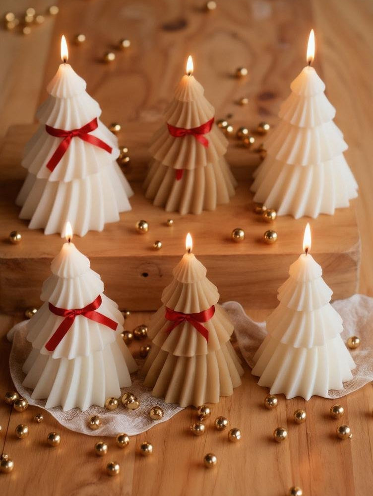 Bougie en cire végétale – Sapin de Noël